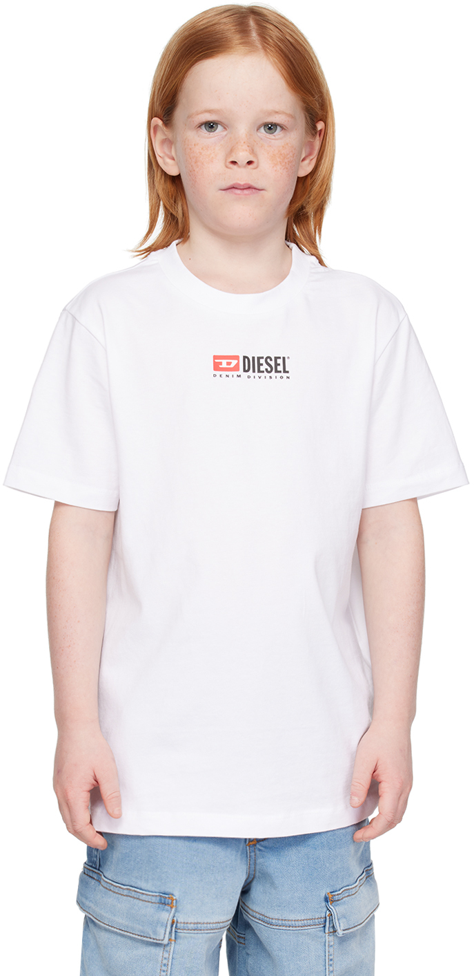 Diesel Kids White Printed T-shirt In K100