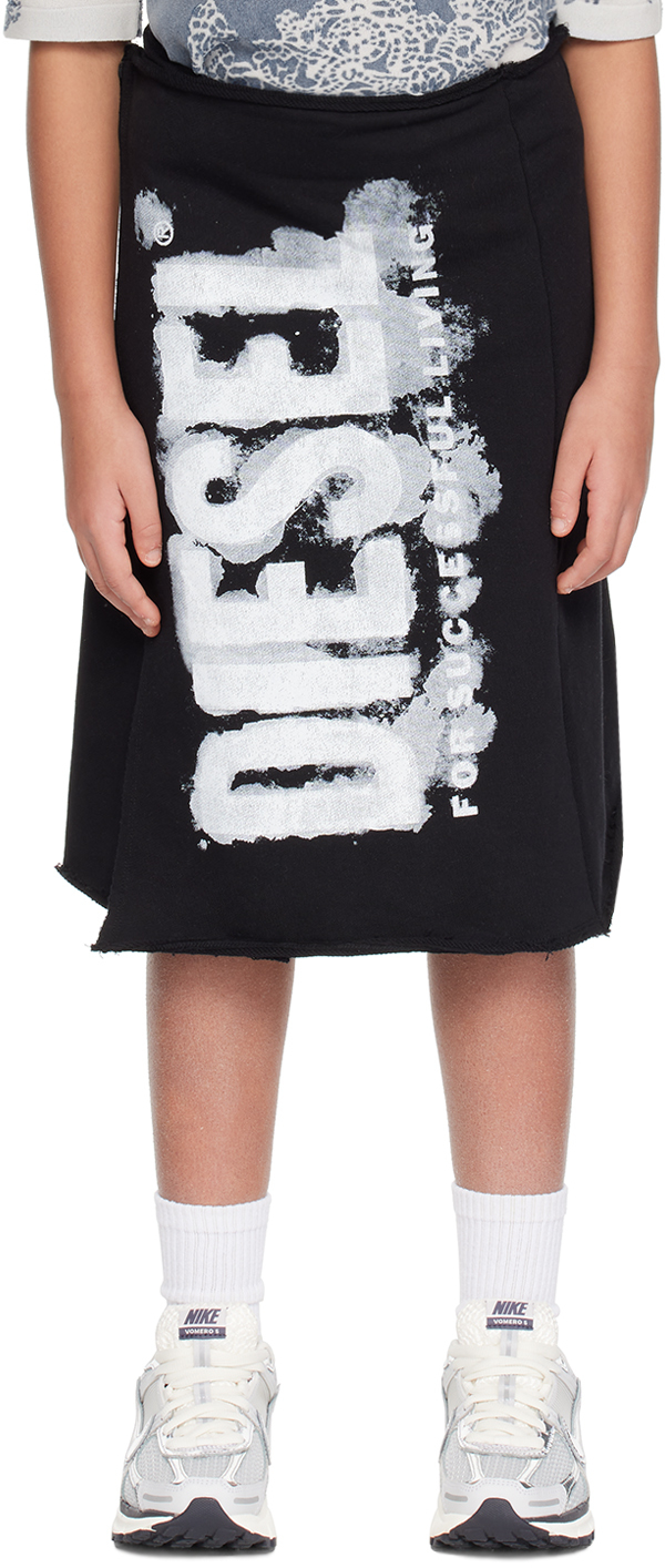 Shop Diesel Kids Black Wrap Skirt In K900