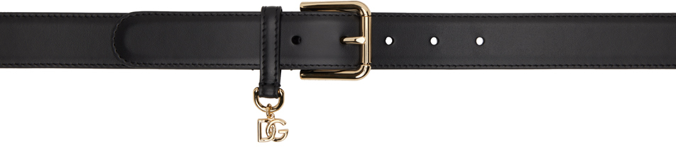Dolce & Gabbana Black Logo Charm Belt