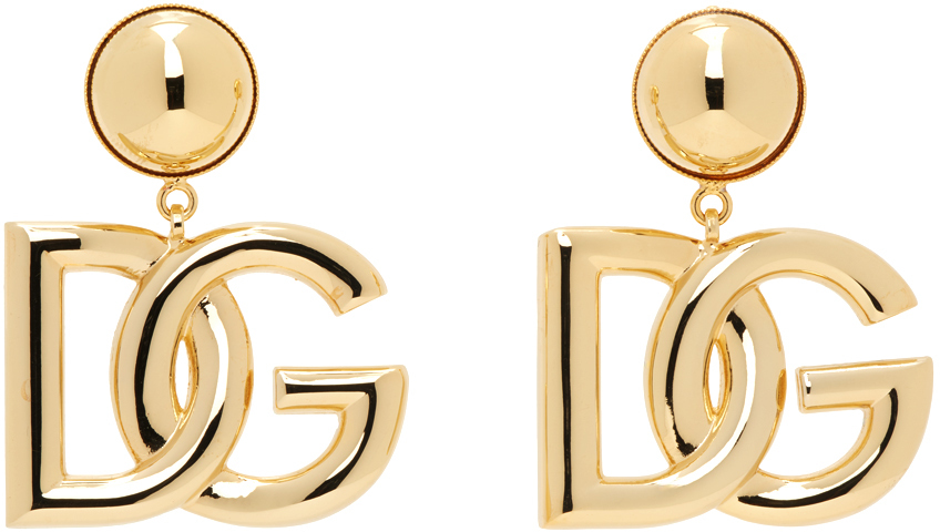 Gold Clip-On Logo Earrings