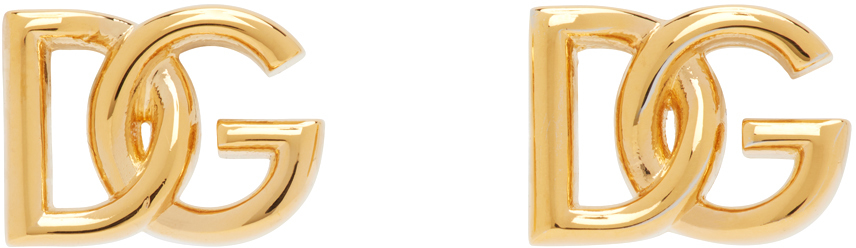 Dolce & Gabbana Gold Logo Stud Earrings In Zoo00 Oro