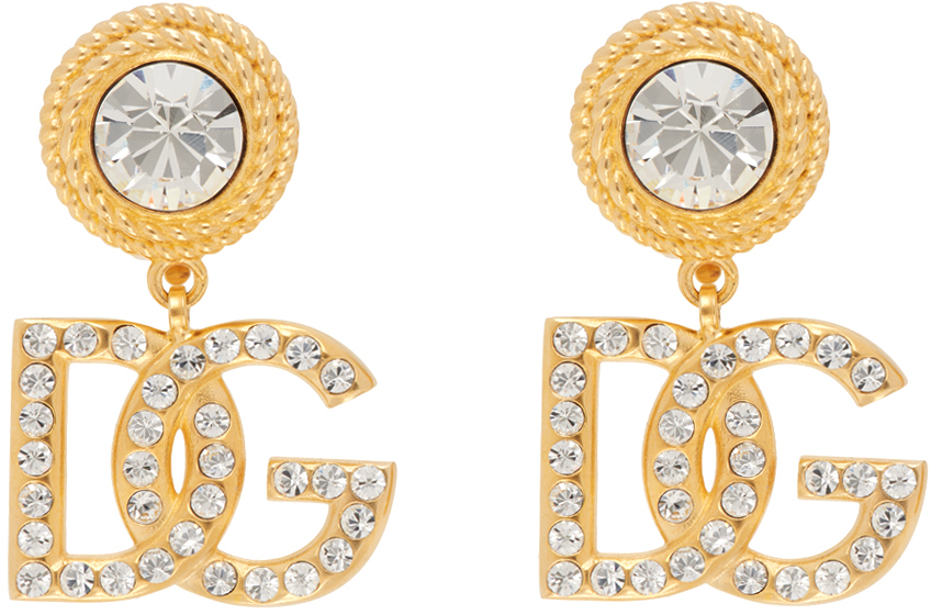 Dolce & Gabbana Gold Small Dg Drop Earrings In Zoo00 Oro