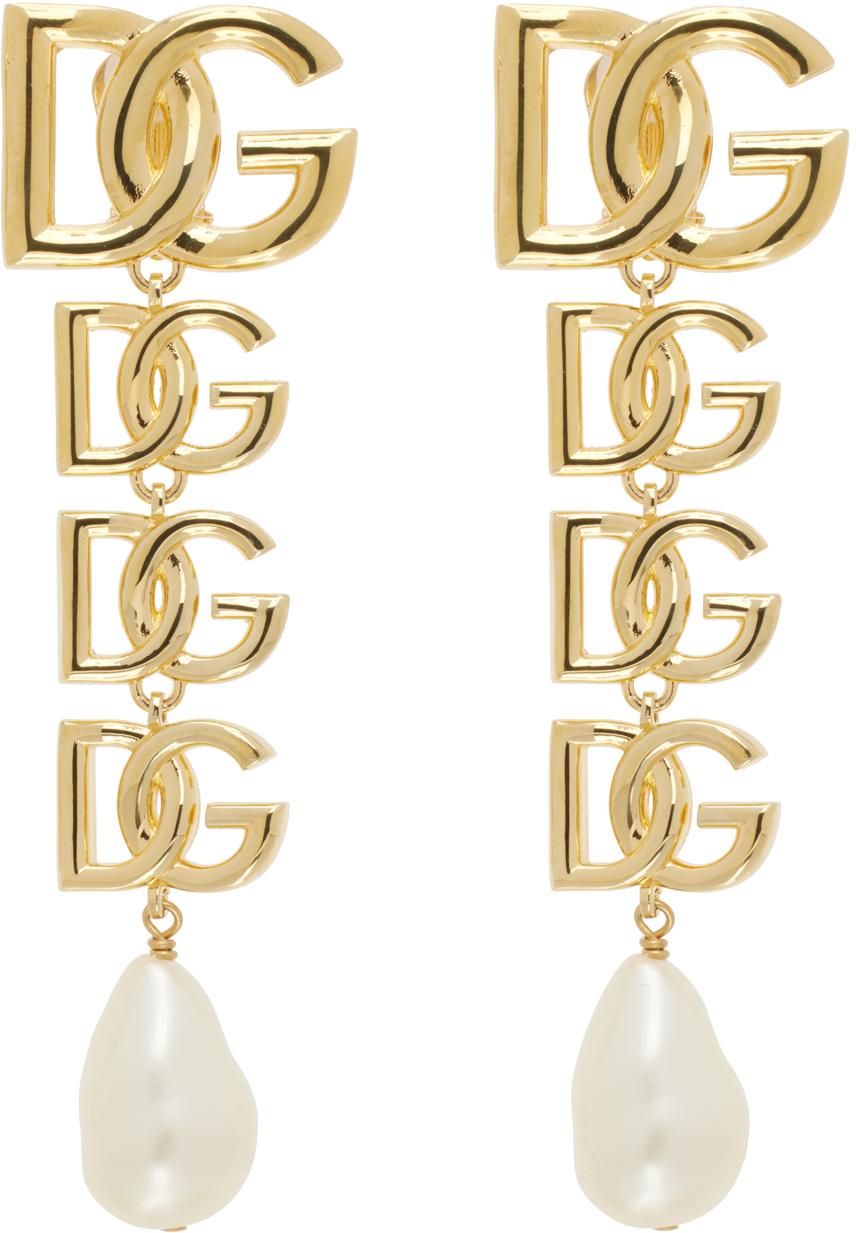 Gold Clip-On Logo Earrings