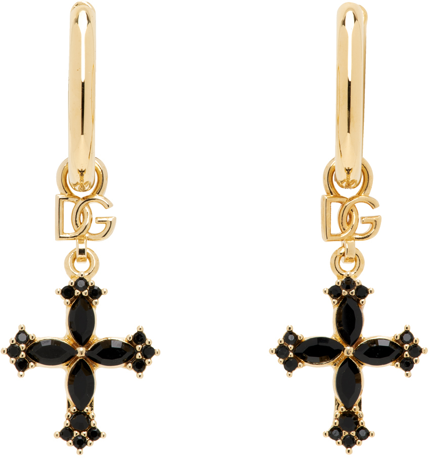 Shop Dolce & Gabbana Gold Small Cross Earrings In Zoo00 Oro