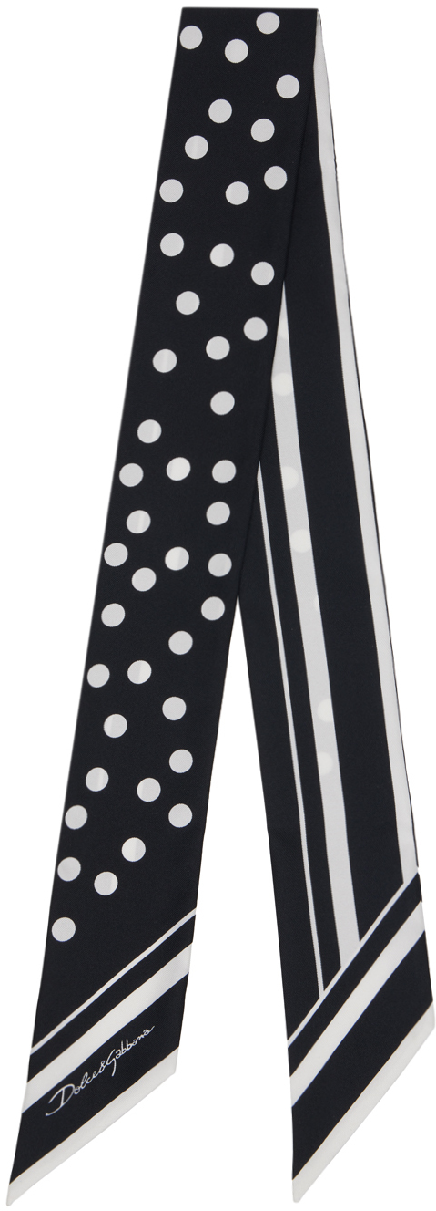 Dolce&Gabbana: Black & White Polka-Dot Scarf | SSENSE