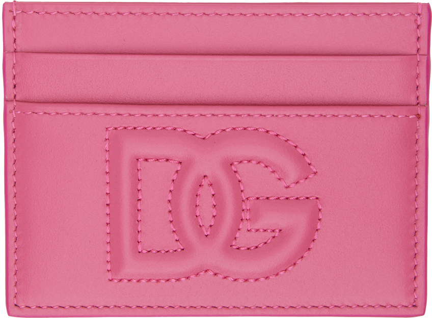 Dolce & Gabbana Pink Embossed Card Holder In 80441 Glicine