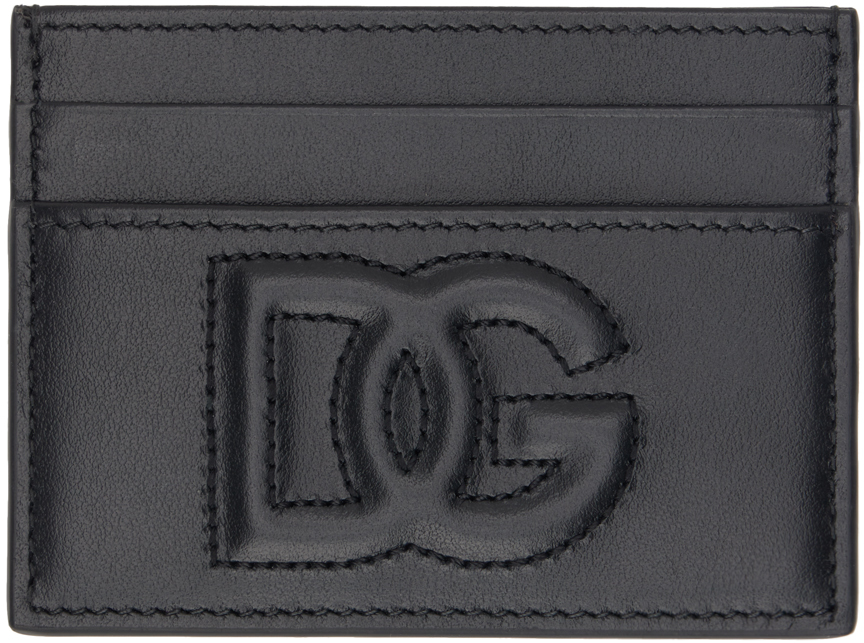Black Calfskin DG Logo Card Holder