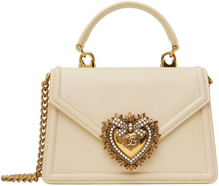 Dolce & Gabbana Beige Small Devotion Bag In White