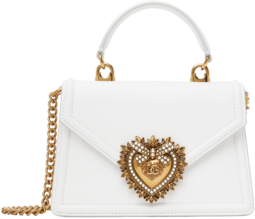 Shop Dolce & Gabbana White Small Devotion Bag In 80002 Bianco Ottico