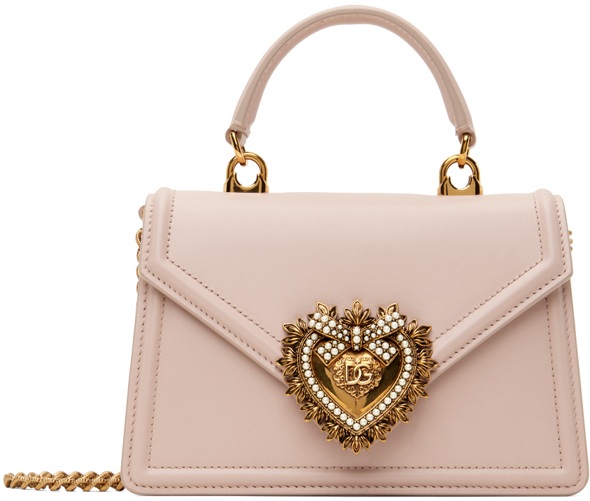 Shop Dolce & Gabbana Pink Small Smooth Devotion Bag In 80412 Cipria 1