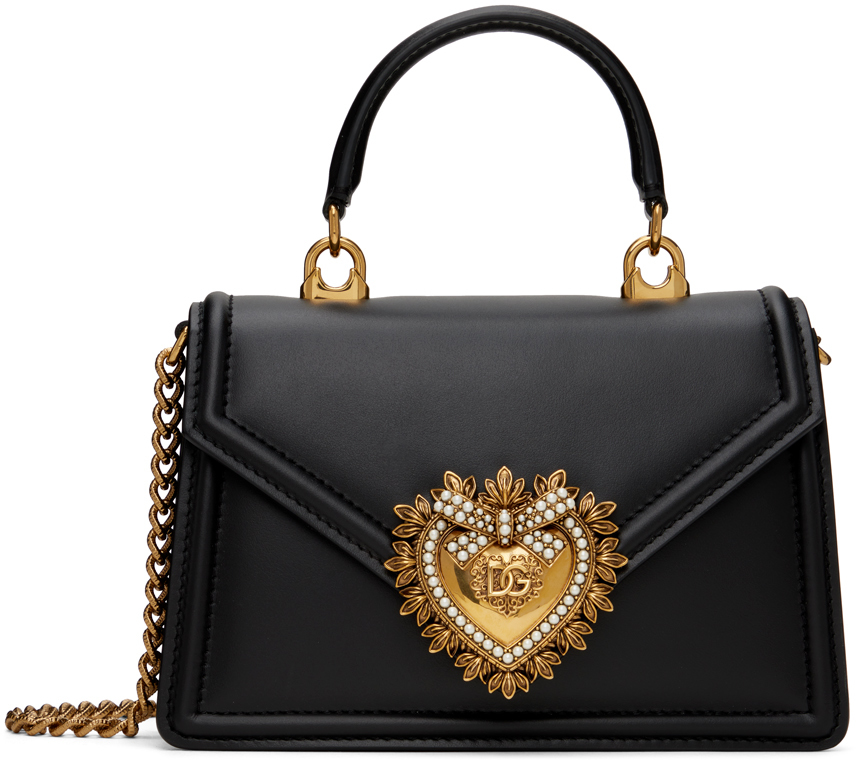 Dolce & Gabbana Black Small Devotion Bag In 80999 Nero