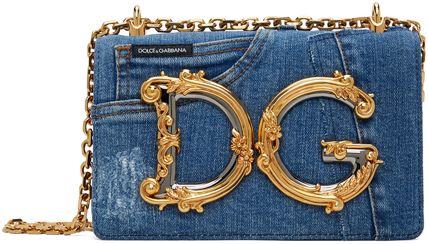 Shop Dolce & Gabbana Blue Medium Dg Girls Denim Bag In 8m800 Denim