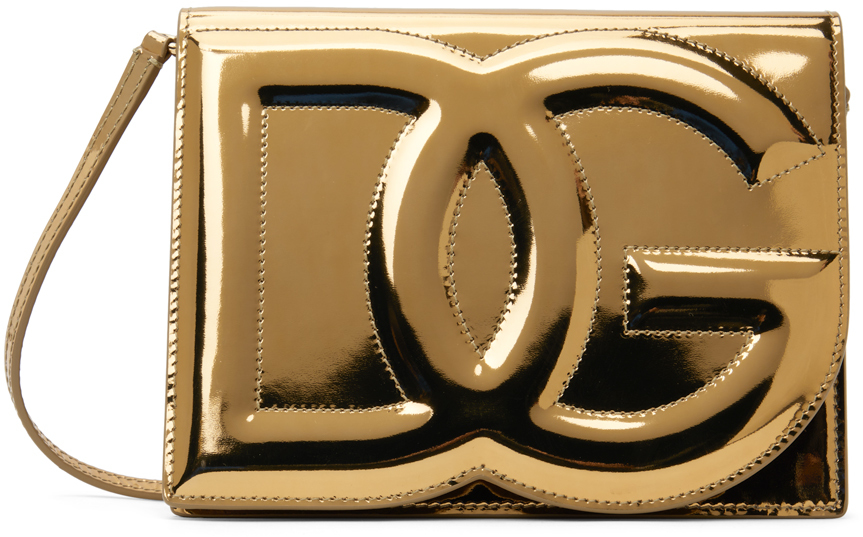Dolce & Gabbana Gold 'dg' Logo Crossbody Bag In 89869 Oro Chiaro