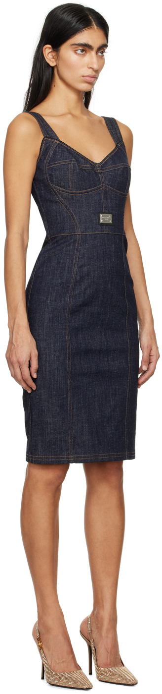 Dolce & Gabbana Indigo Cumber Evlox Denim Minidress In S9001 Variante Abbin
