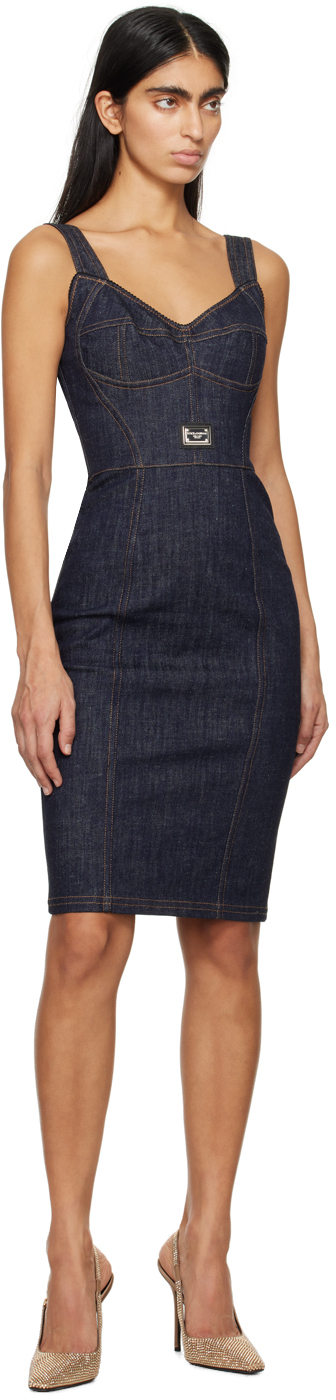 Dolce & Gabbana Indigo Cumber Evlox Denim Minidress In S9001 Variante Abbin