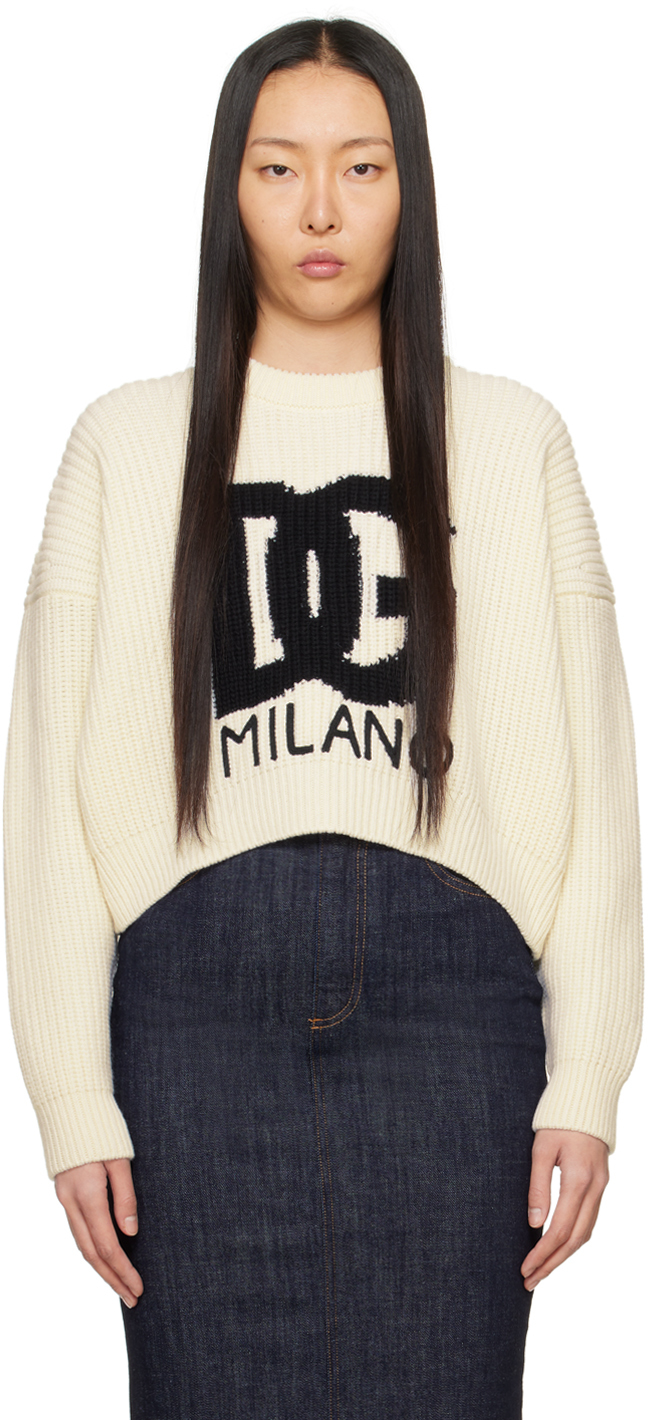 Dolce & Gabbana Off-white Crewneck Sweater In W0002 Naturale/nero