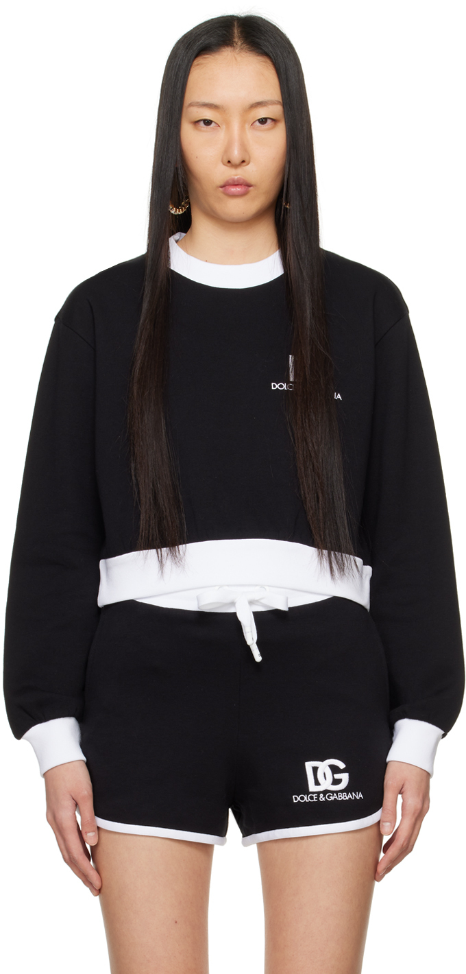 Shop Dolce & Gabbana Black Embroidered Sweatshirt In N0000 Nero