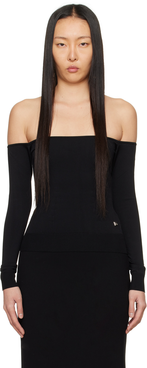 Dolce & Gabbana Black Off-the-shoulder Sweater In N0000 Nero