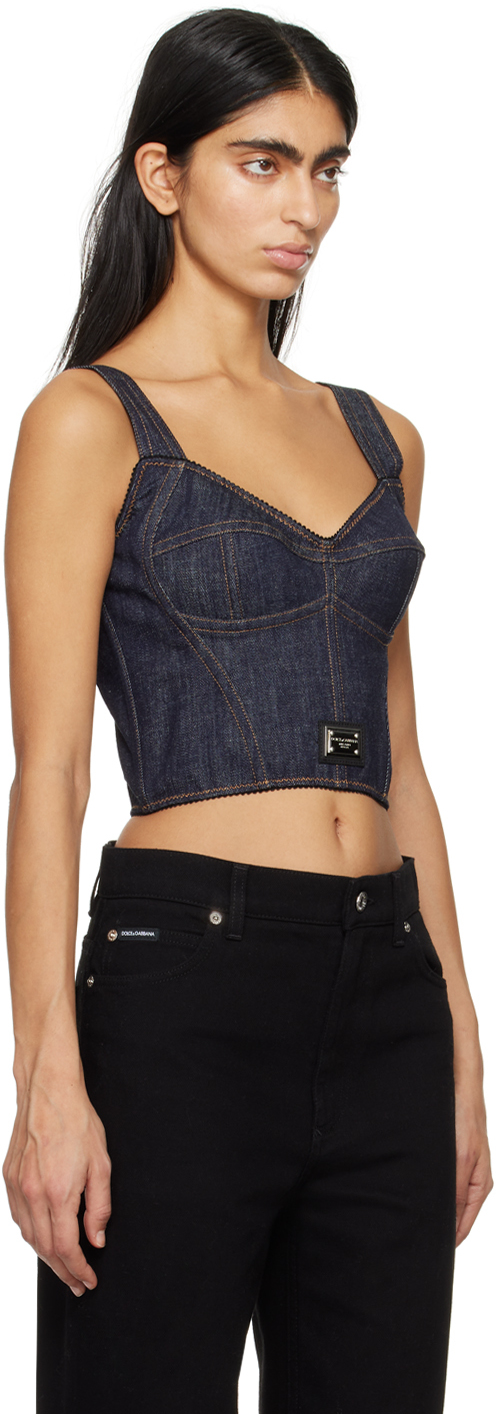 Dolce & Gabbana Indigo Cumber Evlox Denim Camisole In S9001 Variante Abbin