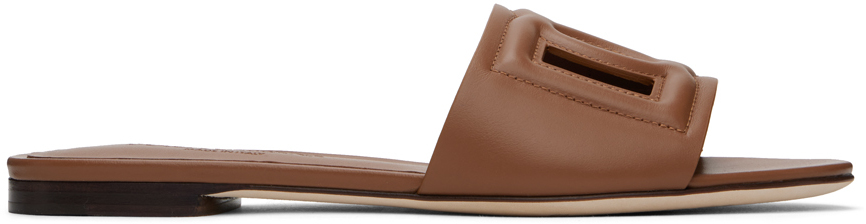 Brown 'DG' Flat Sandals