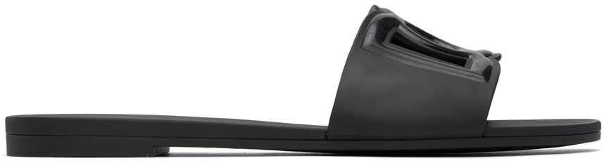 Shop Dolce & Gabbana Black Beachwear Slides In 80999 Black