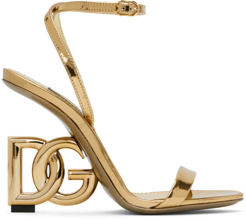 Dolce & Gabbana Gold Hardware Heeled Sandals In 8h958 Oro Champagne