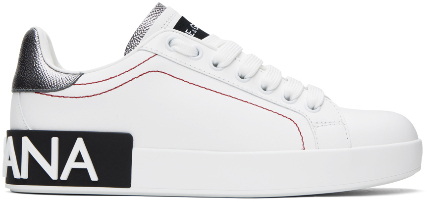 White Calfskin Nappa Portofino Sneakers