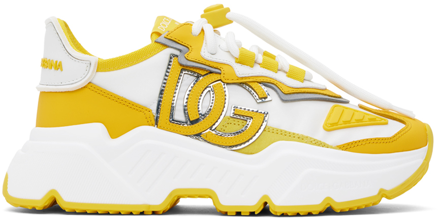 Shop Dolce & Gabbana Yellow & White Mixed-materials Daymaster Sneakers In 8n214 Limone/bianco
