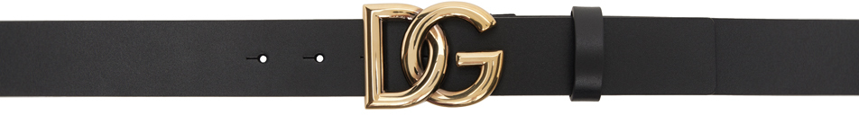 Dolce & Gabbana Black Cintura Logata Belt In Nero/oro