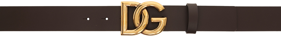 Dolce & Gabbana Brown 'cintura Logata' Belt In Moro/oro