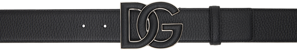 Dolce & Gabbana Black Deerskin-print Calfskin Belt In Nero