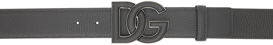 Dolce & Gabbana Grey Deerskin-print Calfskin Belt In Grigio