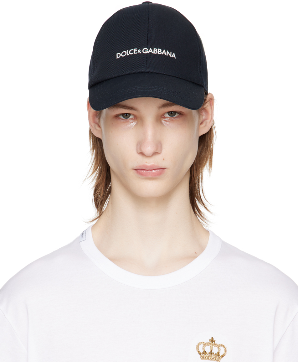Shop Dolce & Gabbana Black Cappello Cap In Blu Scurissimo 1