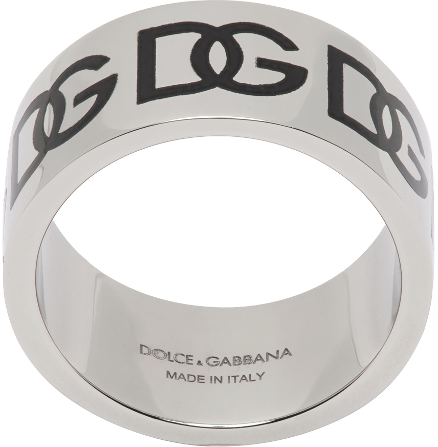 Shop Dolce & Gabbana Silver Logo Ring In Argento/palladio