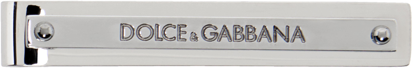 Shop Dolce & Gabbana Silver Logo-engraved Tie Bar In Argento/palladio