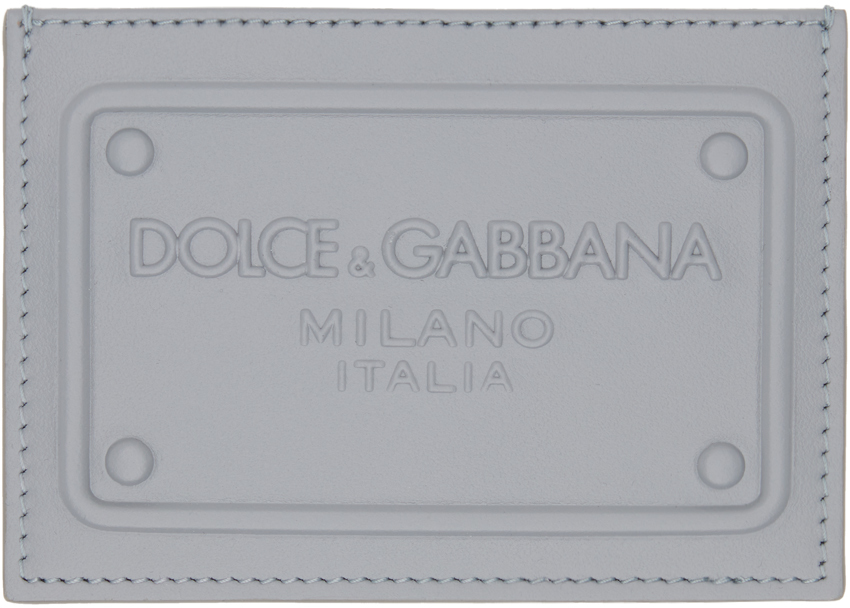 Dolce & Gabbana Gray Calfskin Card Holder In Graphite