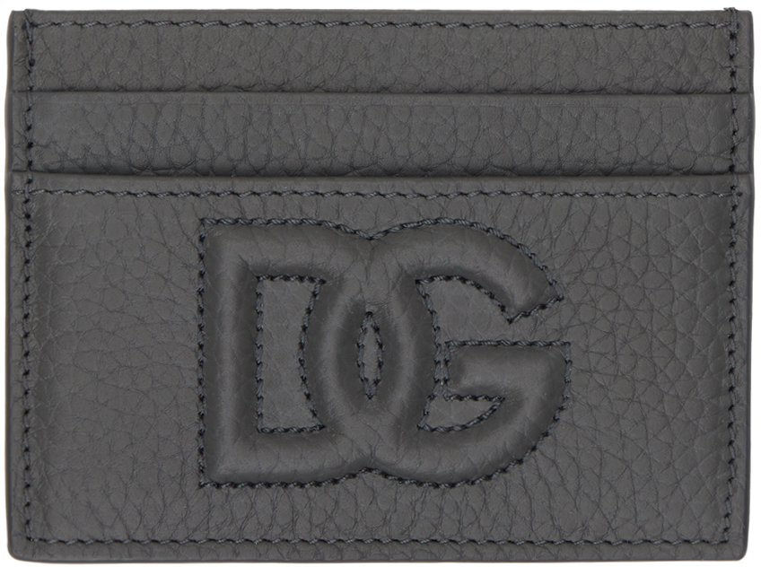 Shop Dolce & Gabbana Gray 'dg' Logo Card Holder In Grigio