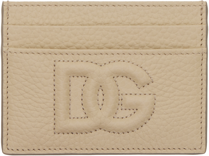 Shop Dolce & Gabbana Beige 'dg' Logo Card Holder In Sabbia 3