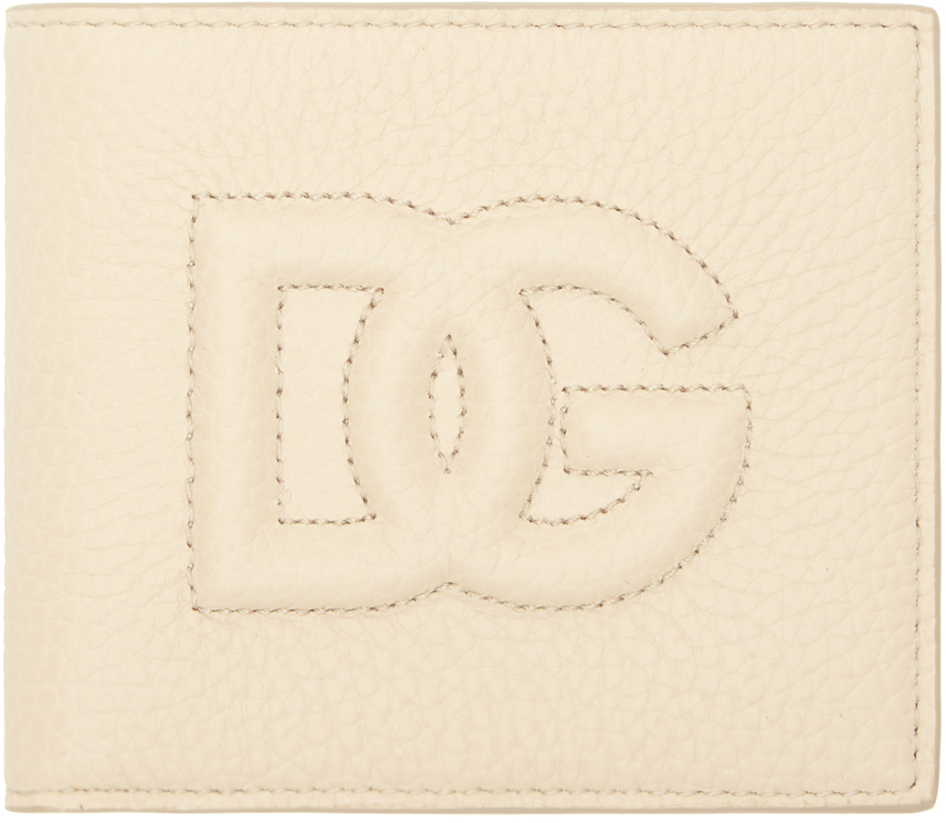 Shop Dolce & Gabbana Beige Logo Bifold Wallet In Sabbia 3