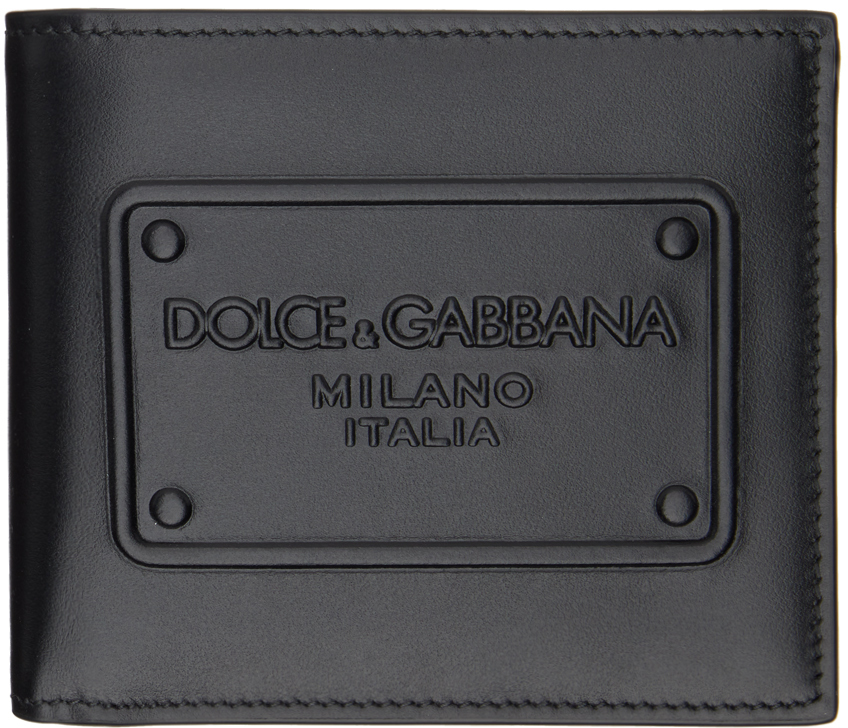 Dolce & Gabbana Black Calfskin Raised Logo Wallet In Nero