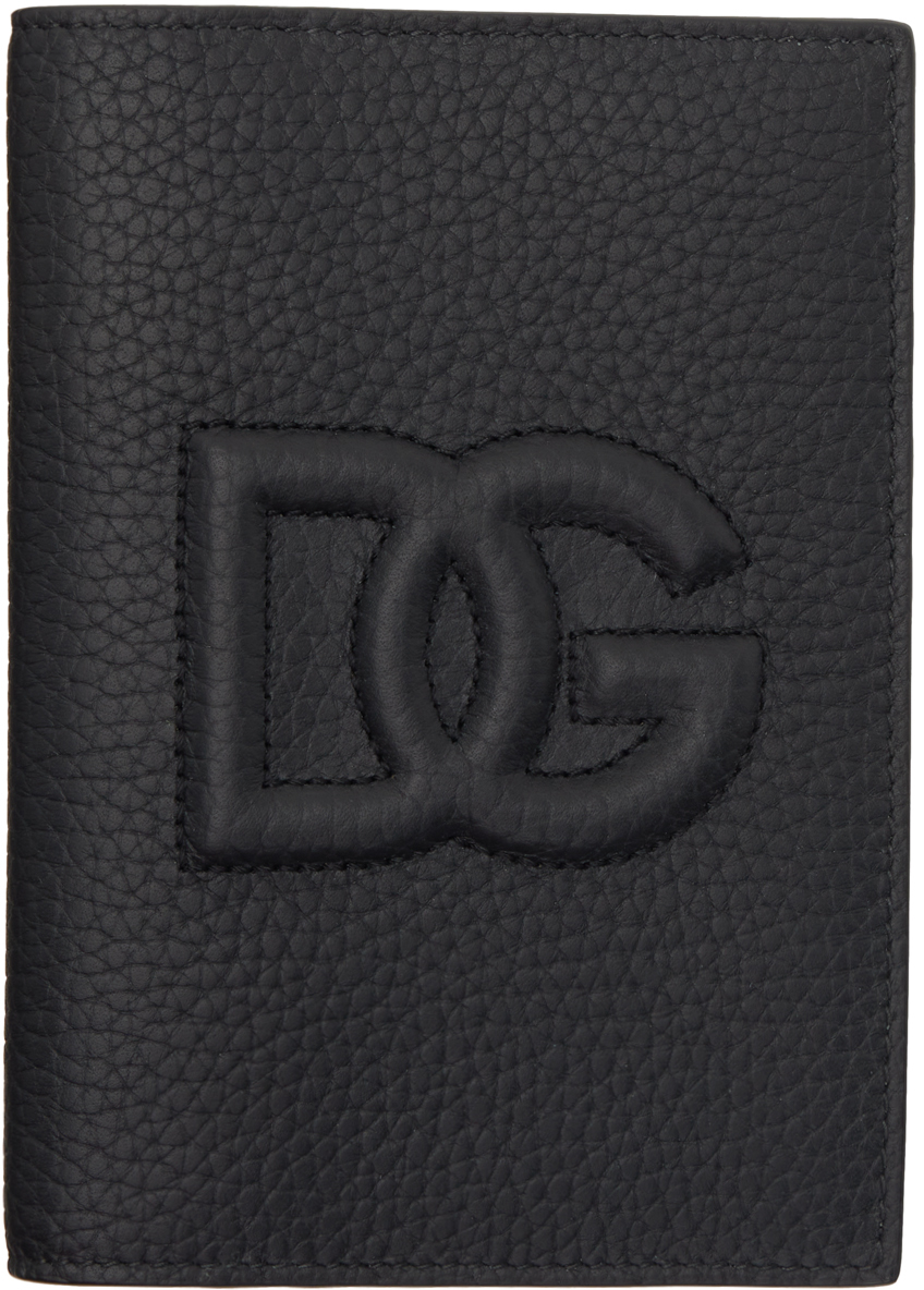 Shop Dolce & Gabbana Black 'dg' Logo Passport Holder In Nero