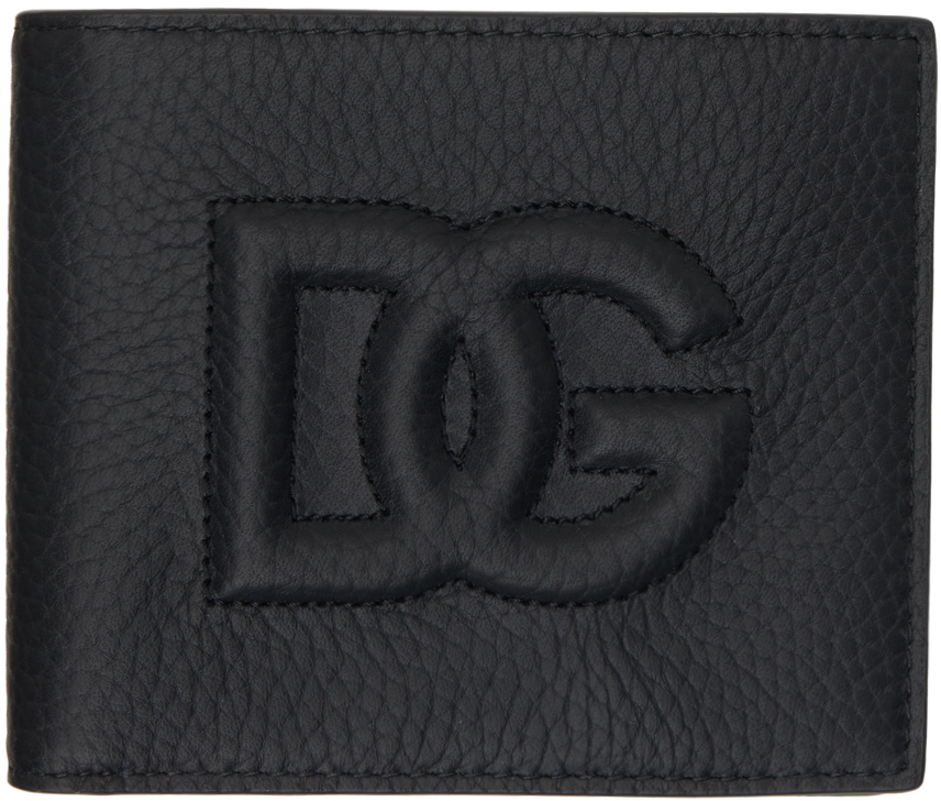 Shop Dolce & Gabbana Black 'dg' Logo Bifold Wallet In Nero