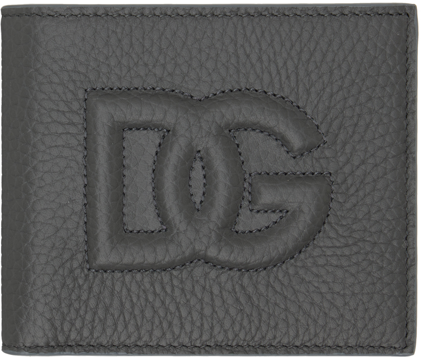 Dolce & Gabbana Gray Logo Bifold Wallet In Black