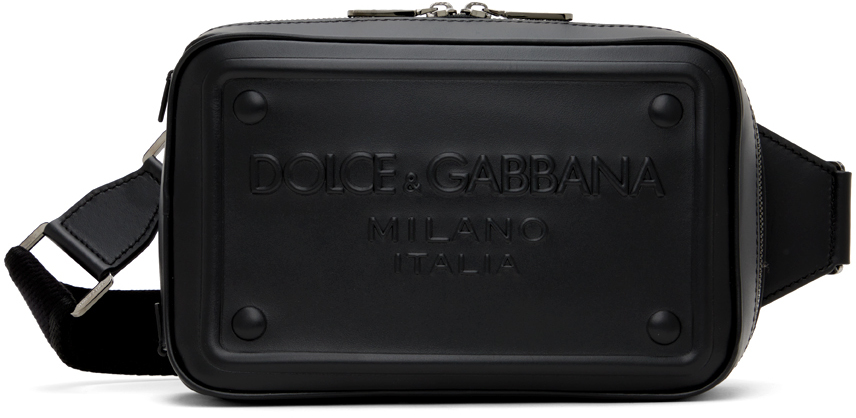 Shop Dolce & Gabbana Black Raised Logo Belt Bag In Nero