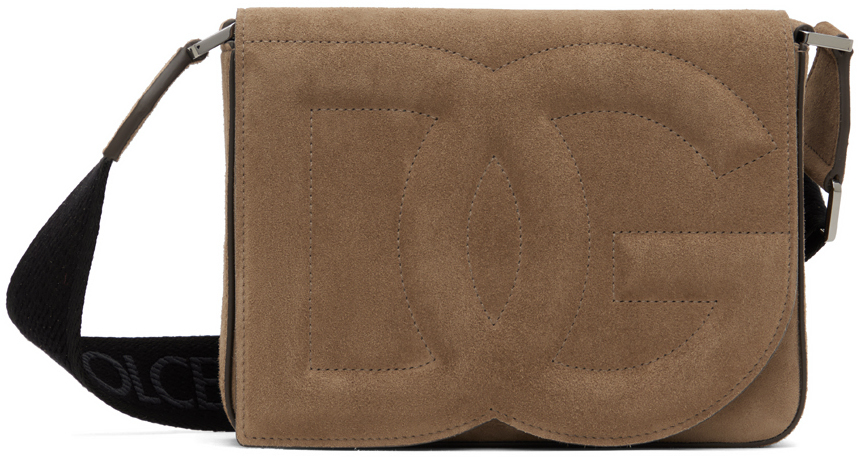 Shop Dolce & Gabbana Brown Medium 'dg' Logo Crossbody Bag In Nocciola