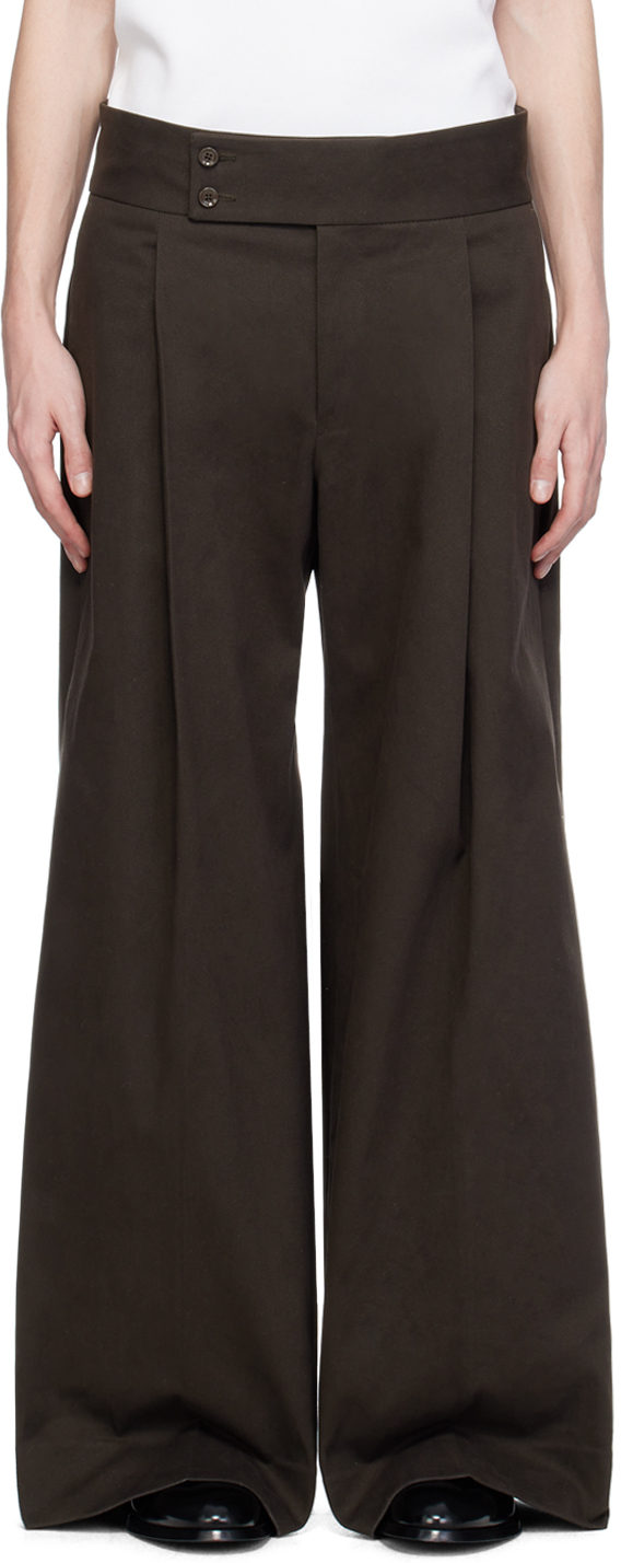 Shop Dolce & Gabbana Brown Pleated Trousers In Ebano