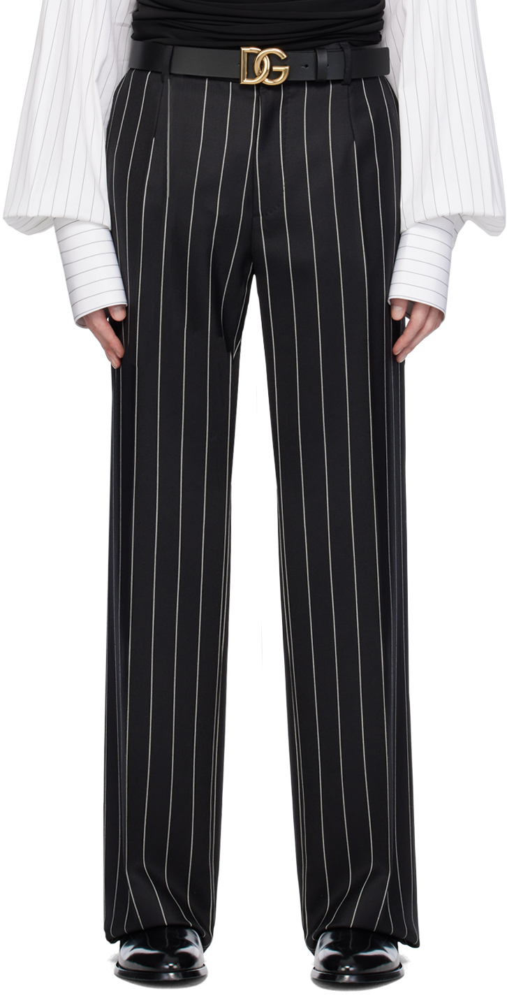 Shop Dolce & Gabbana Black Straight-leg Trousers In Nero