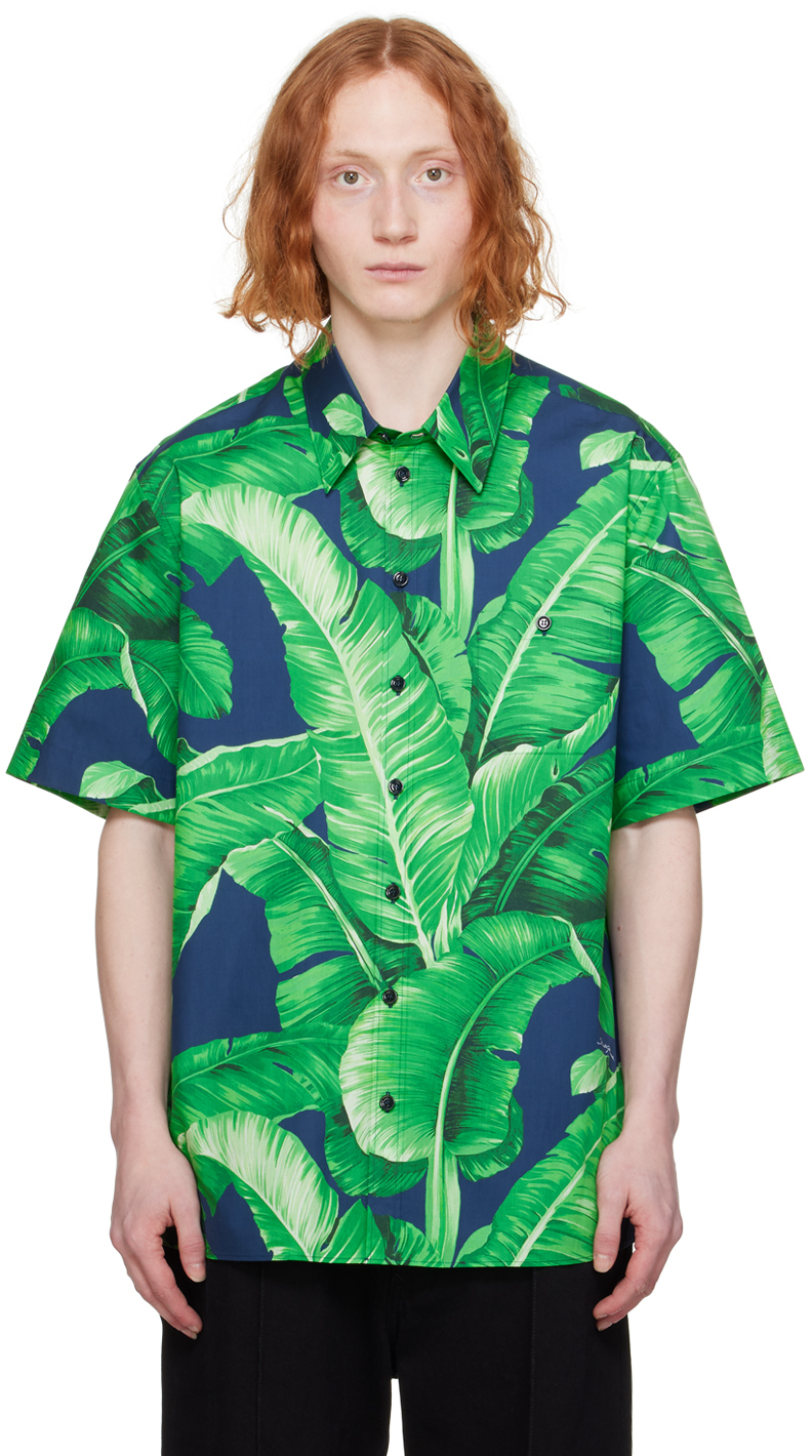Green & Navy Printed Shirt