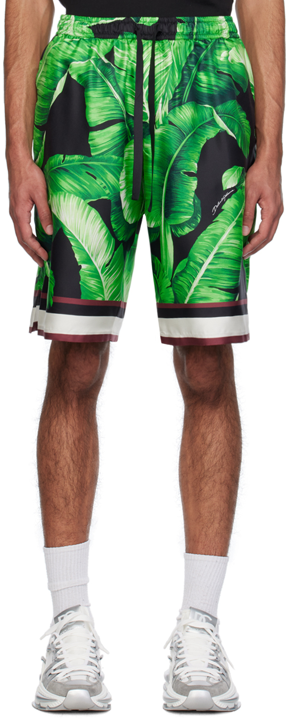 Green & Black Printed Shorts