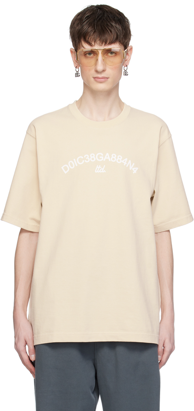Shop Dolce & Gabbana Beige Print T-shirt In Beige 6